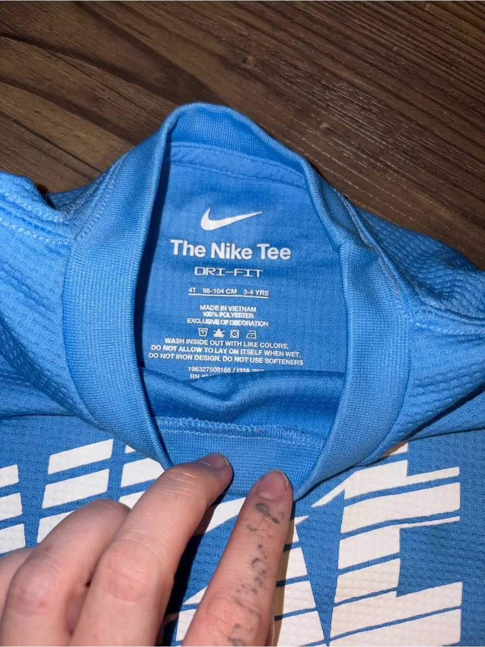 Nike Light Blue Long-Sleeve Youth Dri-FIT Tee with White Logo